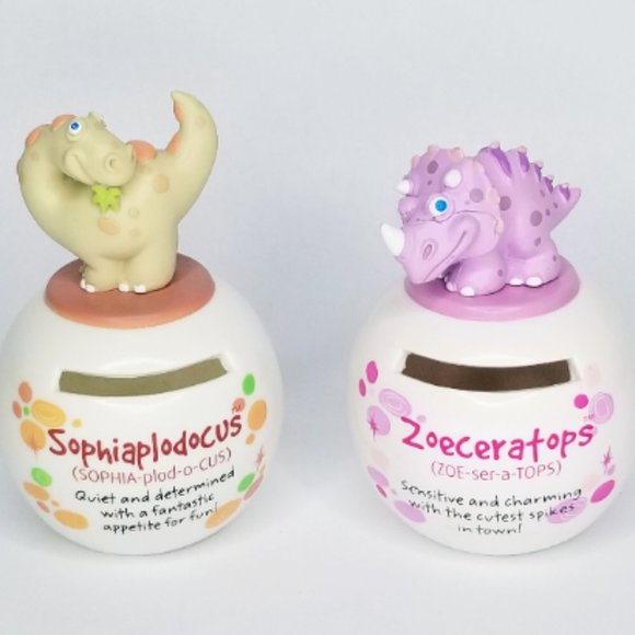 Vintage Dino Mates Money Jars Kids Dinosaur Piggy Banks - Picture 1 of 5
